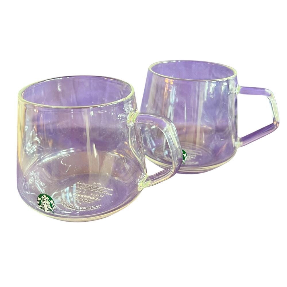2 Starbucks Clear Glass Mug 2023 Winter Core 16 oz Modern Minimalist Design